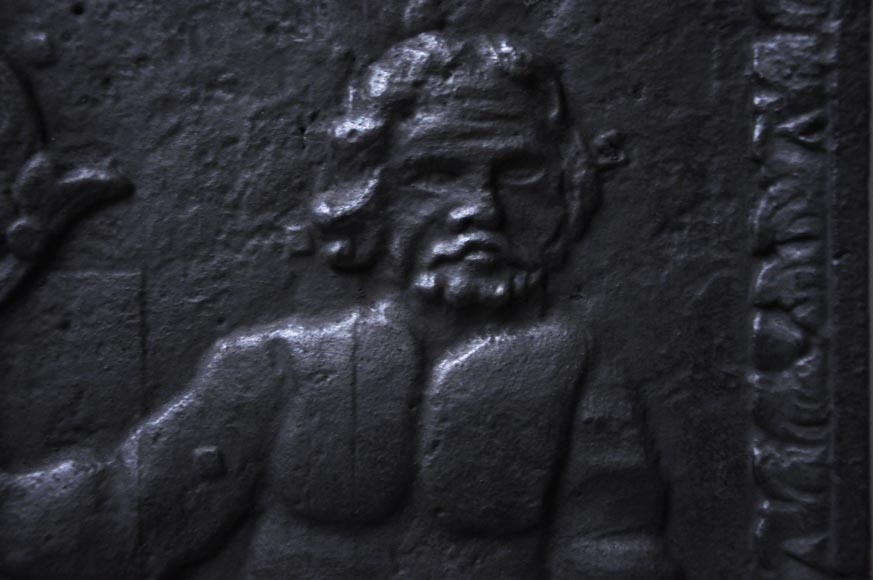 Antique cast iron fireback with Leopold the First, Duke of Lorraine, coat of arms-3