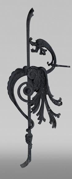 Wrought iron bracket with winged chimera decoration-0