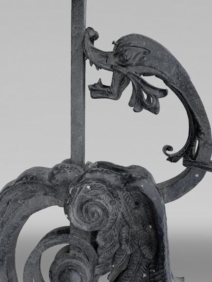 Wrought iron bracket with winged chimera decoration-4