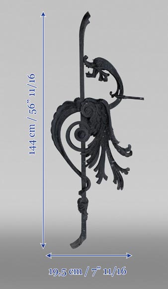 Wrought iron bracket with winged chimera decoration-5