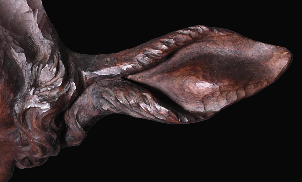 STEINER Hermann (1878-1963) faun mask in carved wood and ibex horns-4