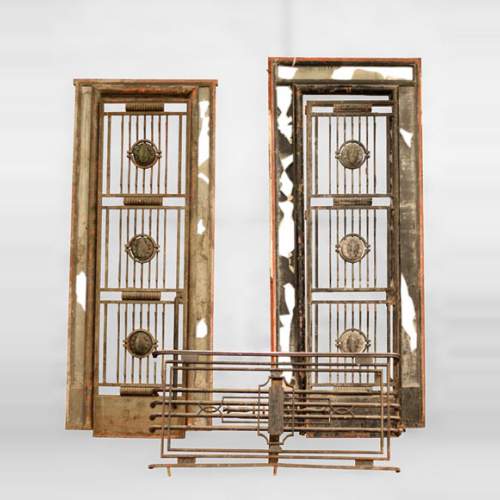 POILLERAT Gilbert - Art Deco pair of doors and window railing, wrought iron and bronze, 1936