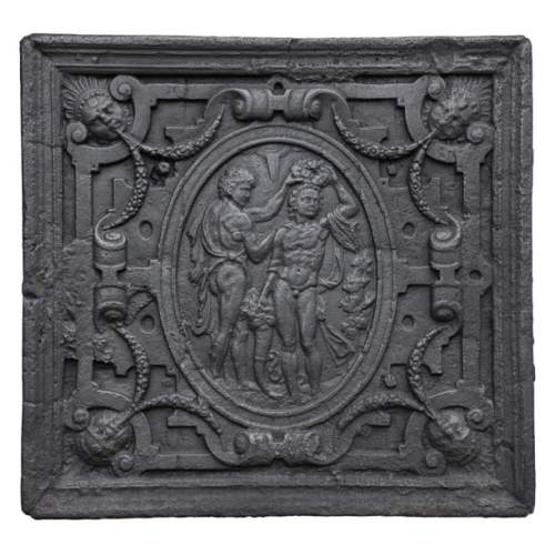 Coronation scene, antique 17th-century fireback