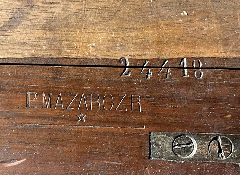 MAZAROZ-RIBAILLIER & SOYER Théophile — Important Neo-Renaissance carved walnut display cabinet with painted enamel plaques-18
