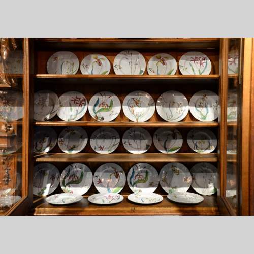 SAINT-CLEMENT manufactory - Plate set with orchids