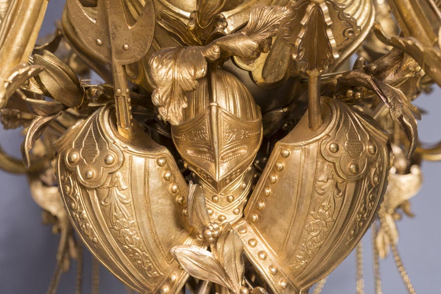 Jean-François-Théodore GECHTER (1795–1844) & Nicolas-Germain CHARPENTIER (1807–1864), Ensemble comprising a chandelier and a pair of wall sconces with standard and trophy holders Jean-François-Théodore GECHTER (1795–1844) & Nicolas-Germain CHARPENTIER (1807–1864), Ensemble comprising a chandelier and a pair of wall sconces with standard and trophy holders-5