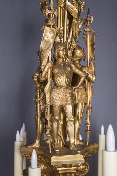 Jean-François-Théodore GECHTER (1795–1844) & Nicolas-Germain CHARPENTIER (1807–1864), Ensemble comprising a chandelier and a pair of wall sconces with standard and trophy holders Jean-François-Théodore GECHTER (1795–1844) & Nicolas-Germain CHARPENTIER (1807–1864), Ensemble comprising a chandelier and a pair of wall sconces with standard and trophy holders-12