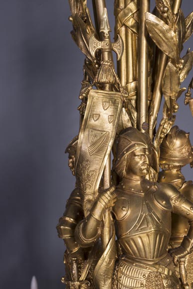 Jean-François-Théodore GECHTER (1795–1844) & Nicolas-Germain CHARPENTIER (1807–1864), Ensemble comprising a chandelier and a pair of wall sconces with standard and trophy holders Jean-François-Théodore GECHTER (1795–1844) & Nicolas-Germain CHARPENTIER (1807–1864), Ensemble comprising a chandelier and a pair of wall sconces with standard and trophy holders-13