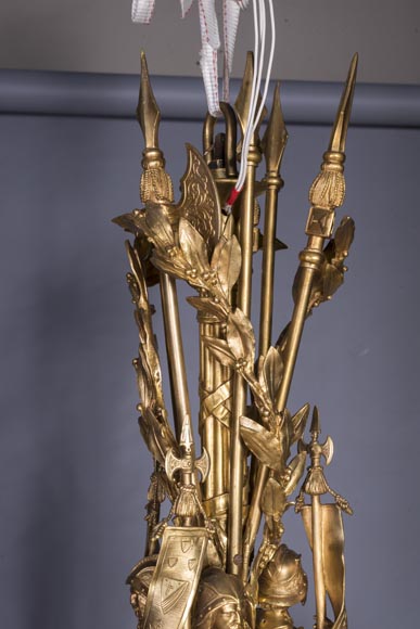 Jean-François-Théodore GECHTER (1795–1844) & Nicolas-Germain CHARPENTIER (1807–1864), Ensemble comprising a chandelier and a pair of wall sconces with standard and trophy holders Jean-François-Théodore GECHTER (1795–1844) & Nicolas-Germain CHARPENTIER (1807–1864), Ensemble comprising a chandelier and a pair of wall sconces with standard and trophy holders-14