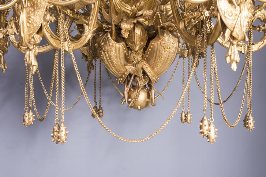 Jean-François-Théodore GECHTER (1795–1844) & Nicolas-Germain CHARPENTIER (1807–1864), Ensemble comprising a chandelier and a pair of wall sconces with standard and trophy holders Jean-François-Théodore GECHTER (1795–1844) & Nicolas-Germain CHARPENTIER (1807–1864), Ensemble comprising a chandelier and a pair of wall sconces with standard and trophy holders-15