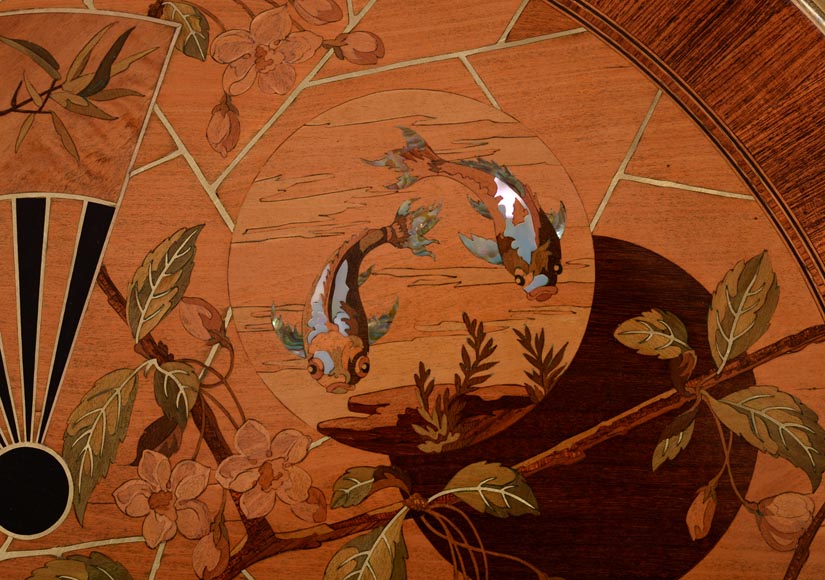 Pierre-Ferdinand DUVINAGE (1823-1876) - Pedestal table with Japanese decoration of  