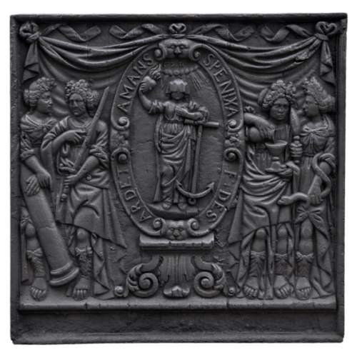 Antique fireback with jansenist decoration, 18th century