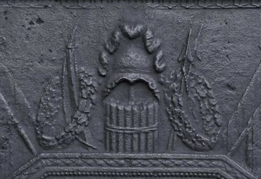 Antique large cast iron fireback inspired by 