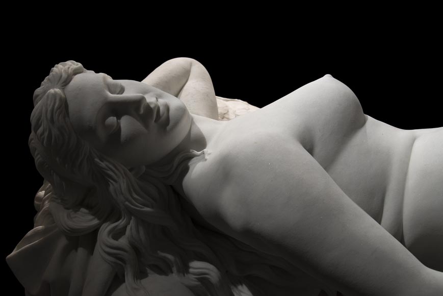 Splendid Statuary Carrara marble statue representing « Armida's dream » by Amand-Désiré-Honoré Barré, World's Fair of 1878 Splendid Statuary Carrara marble statue representing « Armida's dream » by Amand-Désiré-Honoré Barré, World's Fair of 1878-2