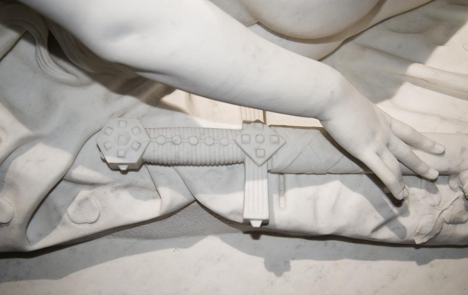 Splendid Statuary Carrara marble statue representing « Armida's dream » by Amand-Désiré-Honoré Barré, World's Fair of 1878 Splendid Statuary Carrara marble statue representing « Armida's dream » by Amand-Désiré-Honoré Barré, World's Fair of 1878-6