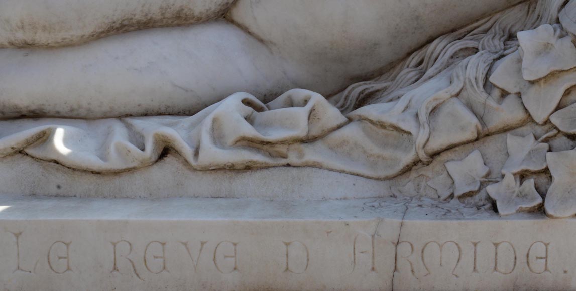Splendid Statuary Carrara marble statue representing « Armida's dream » by Amand-Désiré-Honoré Barré, World's Fair of 1878 Splendid Statuary Carrara marble statue representing « Armida's dream » by Amand-Désiré-Honoré Barré, World's Fair of 1878-9