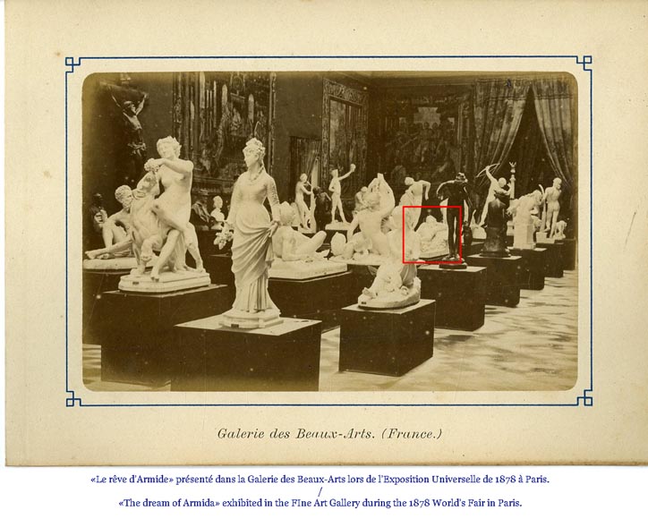 Splendid Statuary Carrara marble statue representing « Armida's dream » by Amand-Désiré-Honoré Barré, World's Fair of 1878 Splendid Statuary Carrara marble statue representing « Armida's dream » by Amand-Désiré-Honoré Barré, World's Fair of 1878-12