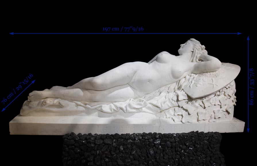 Splendid Statuary Carrara marble statue representing « Armida's dream » by Amand-Désiré-Honoré Barré, World's Fair of 1878 Splendid Statuary Carrara marble statue representing « Armida's dream » by Amand-Désiré-Honoré Barré, World's Fair of 1878-13