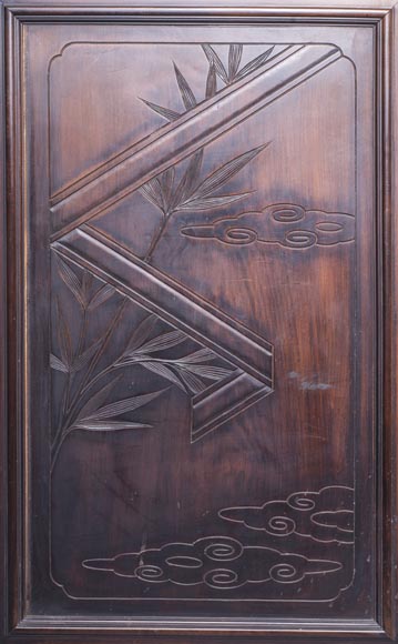 Japanese style low cabinet decorated with birds and mother-of-pearl butterflies-7