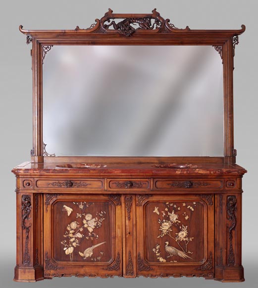 Washbasin cabinet and its mirror in the Far Eastern style-0