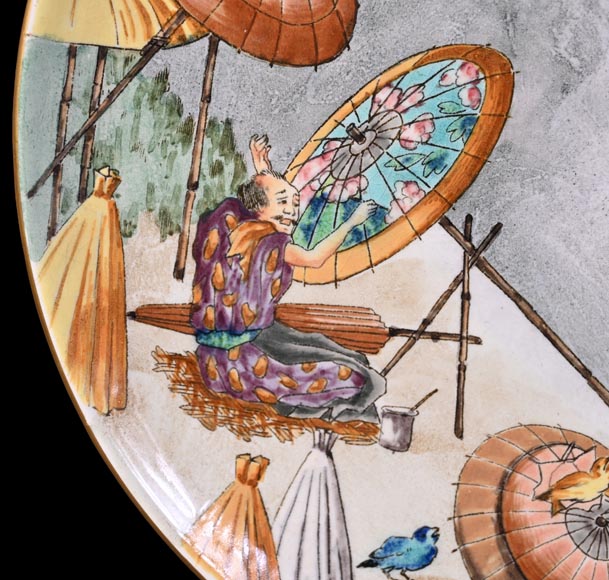 Manufacture Jules Vieillard & Cie, set of nine Japonist plates-4