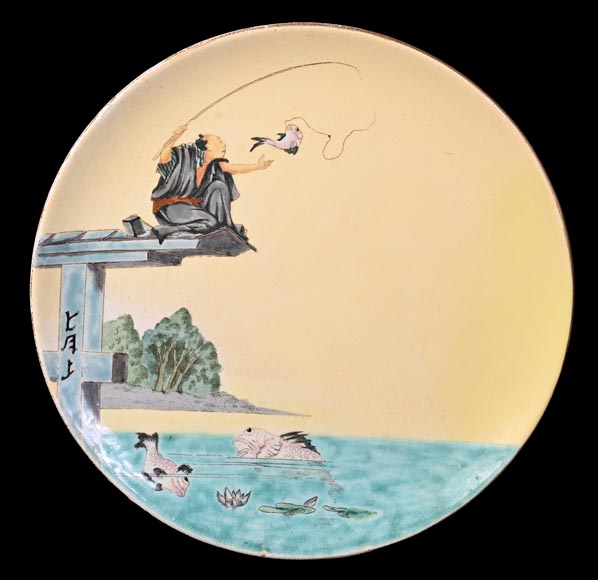 Manufacture Jules Vieillard & Cie, set of nine Japonist plates-9