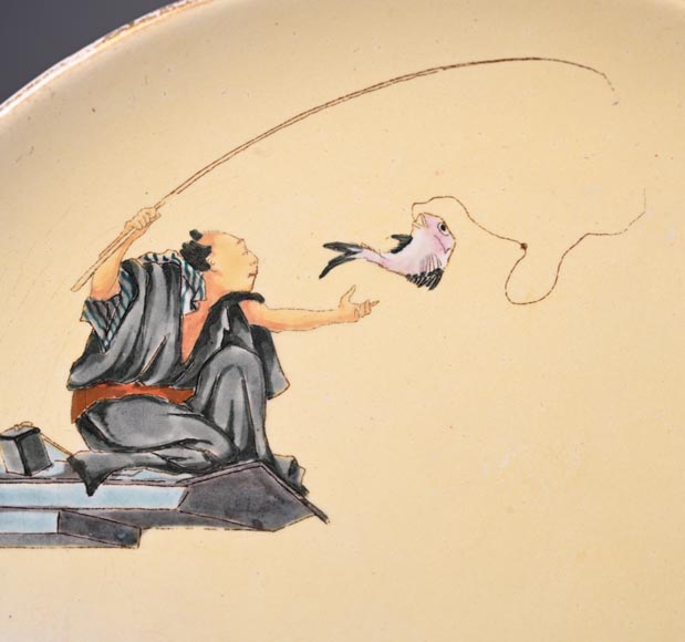 Manufacture Jules Vieillard & Cie, set of nine Japonist plates-10