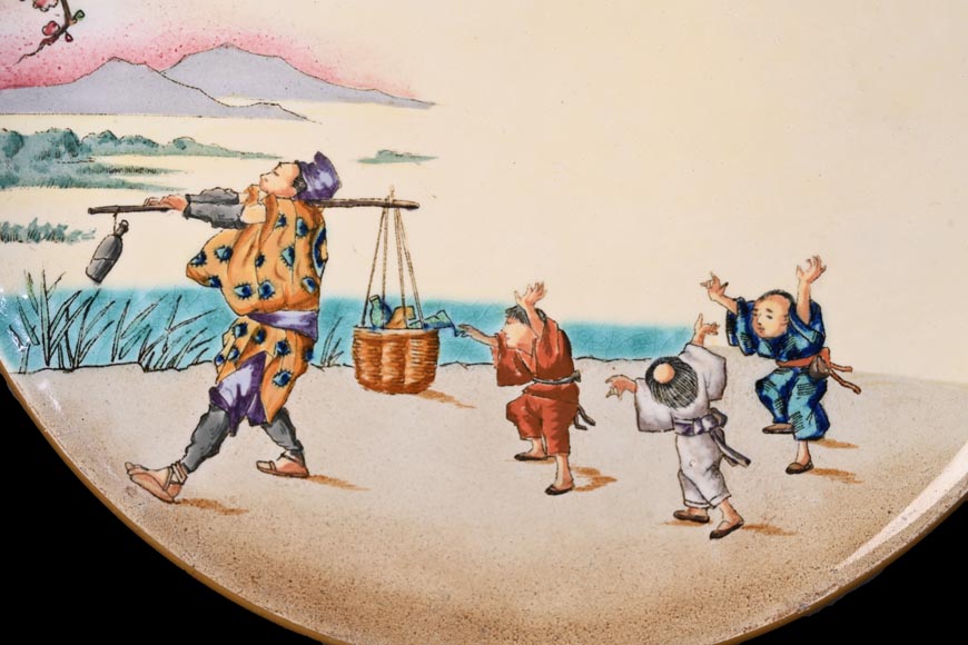 Manufacture Jules Vieillard & Cie, set of nine Japonist plates-12