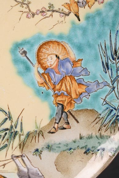 Manufacture Jules Vieillard & Cie, set of nine Japonist plates-16