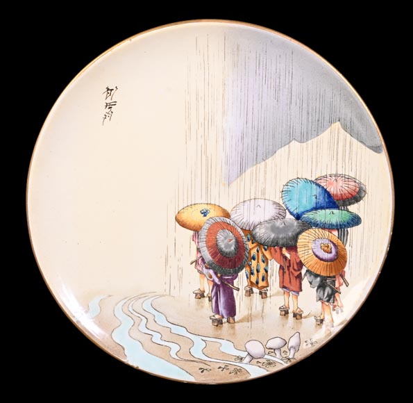 Manufacture Jules Vieillard & Cie, set of nine Japonist plates-17