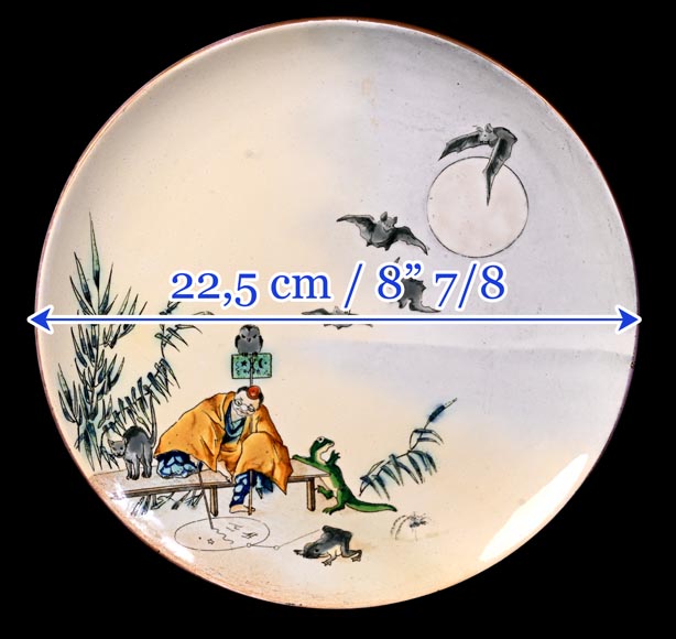 Manufacture Jules Vieillard & Cie, set of nine Japonist plates-20