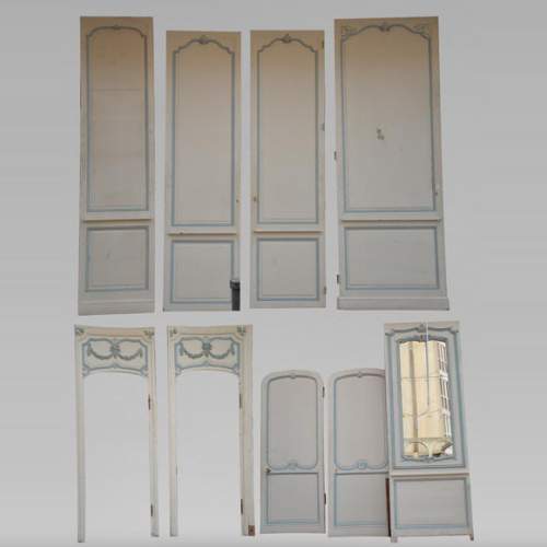 Element of a Louis XV style paneled room white and pale blue