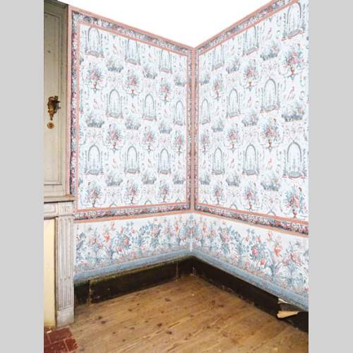 A beautiful set of polychrome wallpaper from a room