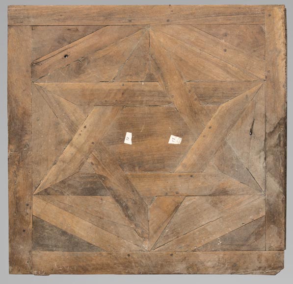 Lot of antique walnut parquet flooring, Star of David decor, 18th century-0