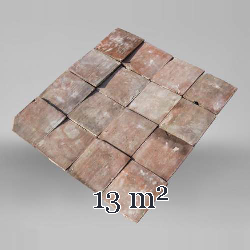 Little set of terracotta floor tiles in square shape