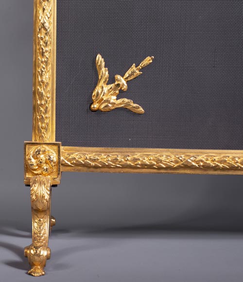 Fire screen in gilt bronze with Satyr mask-5