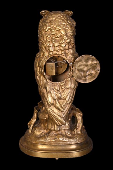 France, Gilt bronze owl clock, late 19th century-6