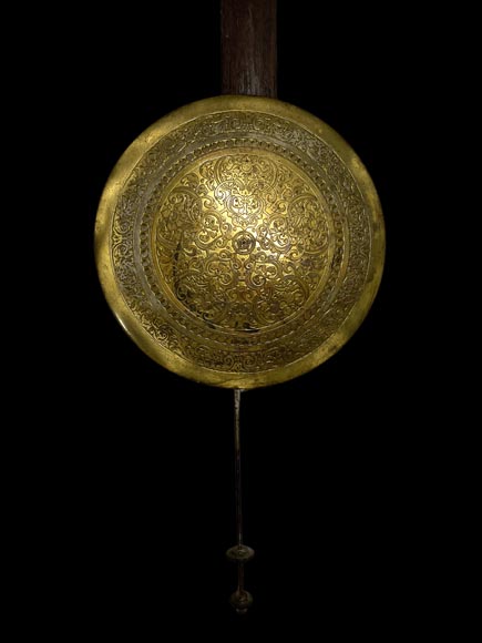 JULIUS GROSCHKUS (active in the second half of the 19th century), Mahogany grandfather clock with exotic decoration-10