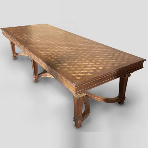 Large Louis XVI style table with bronze and veneer decoration