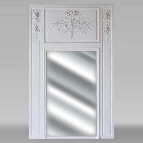 Large Louis XVI style trumeau decorated with musical instruments