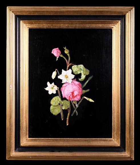 Julien-Nicolas RIVART, two porcelain marquetry panels on wood-1