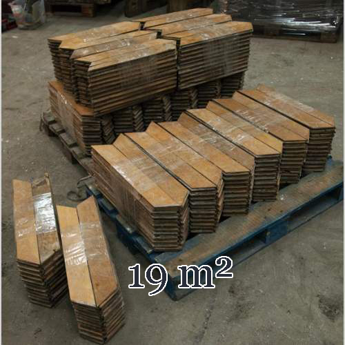 Lot of about 19 m2 of antique Point de Hongrie oak parquet flooring