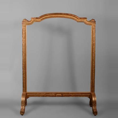 Rare antique Louis XVI style firescreen in wood and gilded stucco