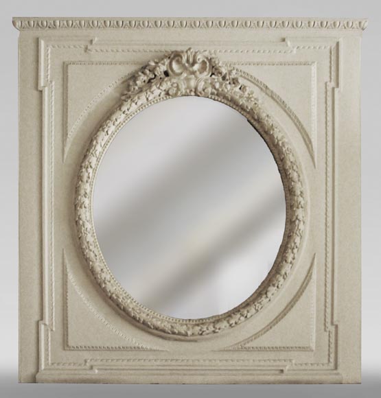 Antique Louis XVI style trumeau with oval mirror-0