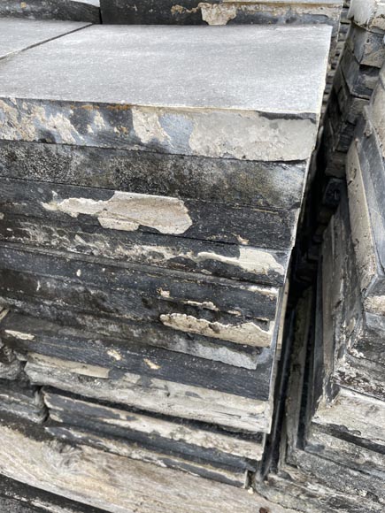 Lot of approximately 14 m² of antique Belgian bluestone floor tiles-3