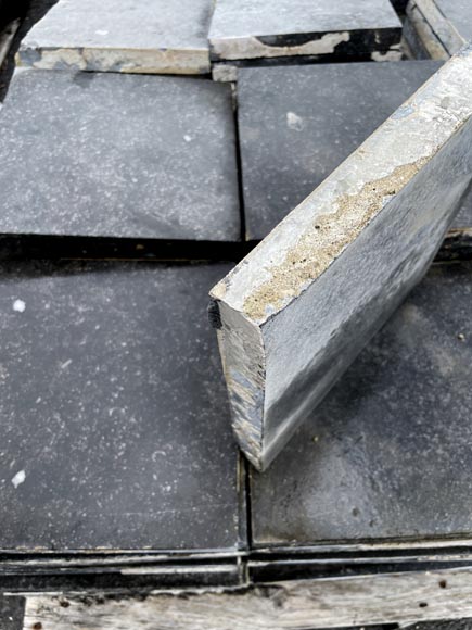 Lot of approximately 14 m² of antique Belgian bluestone floor tiles-5