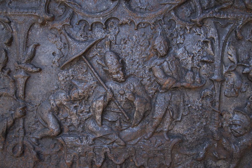 18th century fireback with chinoiserie decoration-1