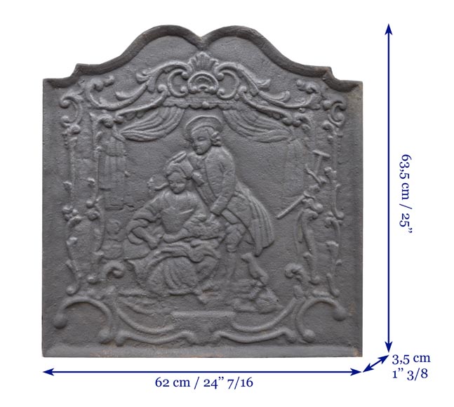 Cast iron fireback with a noble couple, 20th century-6