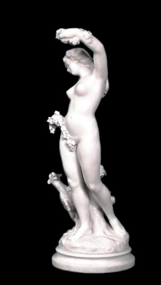 Louis-Robert Carrier-Belleuse (1848–1913), Nymph with a Goat, Carrara marble-1