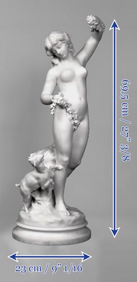 Louis-Robert Carrier-Belleuse (1848–1913), Nymph with a Goat, Carrara marble-6